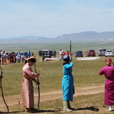 Reise Hunter Mongolei Nadaam Fest Bogenschießen